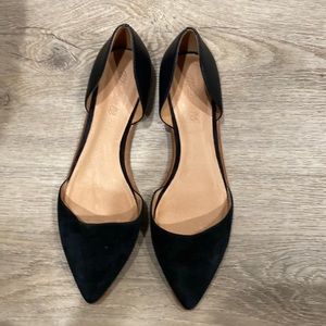 Madewell point toe black leather flats